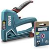 NOVUS TOOLS Pinzatrice manuale J-51 Set con 1200 graffette, pinzatrice professionale per legno con alloggiamento in alluminio, regolazione della forza, arresto della distanza, per morsetti a filo