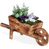 Does not apply Carriola Porta Fiori, Legno Effetto Bruciato, Decorazione Da Giardino Vintage, V