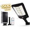 Faro Solare 1500W LED Esterno con Pannello Lampione Crepuscolare con Staffa