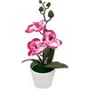 Bonsai di Orchidea Phalaenopsis Rossa a Righe Pianta Artificiale in Vaso per Cas