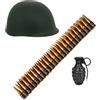 W WIDMANN MILANO Party Fashion - Accessori per costumi Set militare con elmetto, cintura con cartucce e granata a mano, adatto per il carnevale