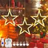 wanakeji Tenda Luci di Natale 30 LED Stelle, Decorazione Finestra Con Gancio Timer