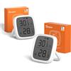 Sonoff 2Pezzi Termometro Igrometro Ambiente Interno, Zigbee Igrometro Umidità Casa con LCD, Compatibile con Alexa/Google Home, Portable Misuratore di Temperatura Umidità con Memorizzazione dei Dati