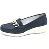 Enval Soft mocassini da donna scarpe comode con zeppa in pelle blu memory foam