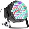 TEMPO DI SALDI Faretto LED RGB 36W 17,5 x 17,5 x 10 cm con Sensore Sonoro, 36 Luci Discoteca a Ritmo di Musica con staffa inclusa, Luci Discoteca per Feste in Casa e Spettacoli
