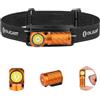 OLIGHT Perun 3 Mini Torcia Frontale Ricaricabile 1250 Lumen 155m Portata, Luce Bianca e Rossa, Leggera per Escursionismo, Campeggio e Outdoor (Arancione)