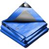 VOUNOT® Telo Impermeabile Esterno 4x6m, Telone Occhiellato Impermeabile Rinforzato PE 240 g/m², Telo Protettivo Multiuso per Barche, Legno, Piscina, Mobili da giardino, Auto, Blu-Argento