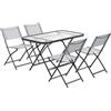 Outsunny Set Tavolo e Sedie da Giardino in Metallo per Terrazza Balcone, Grigio
