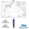KIT CARTEGGIO NAUTICO SCUOLA PATENTE 2 SQUADRETTE + 1 COMPASSO + CARTA 5D
