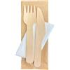 Palucart 50 o 500 Set Bis Posate LEGNO Forchetta Coltello con Tovagliolo Monouso