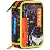Mitama Astuccio Scuola 3 Scomparti, FLUO BATTLE, Astuccio attrezzato, 47 pezzi, Per bambini e ragazzi, Scuola elementare e media, Tempo libero