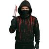 FIESTAS GUIRCA | Set Accessori Horror per Costume Adulto Bambino - Nero | 3 Pezzi | Coltello Giocattolo Effetto Sangue | Guanti Neri | Bandana Viso Nera | Poliestere e PVC | Halloween, Carnevale
