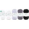 Gründl Filato Cotton Quick uni - filato sottile per uncinetto e maglia - filato lucido e delicato sulla pelle - 100% cotone - 5 gomitoli da 50 g / 125 m - ferri e uncinetto n. 3-4 - Bianco-Grigio-Nero