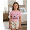 Peanuts Pigiama Bambina Estivo Snoopy in Cotone Rosa T-shirt e Pantaloncini Art 64450