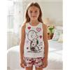 Peanuts Pigiama Bambina Estivo Snoopy Cotone Canotta con Cuori e Pantaloncini Art. 64453