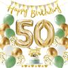 Palloncini 50 Anni Compleanno Verde Oro, Decorazione per Il 50° Compleanno, Con