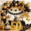 Palloncini 50 Anni Compleanno Uomo Donna, Nero Oro Palloncini 50 Anni, Addobbi 5