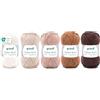 Gründl Filato Cotton Quick uni - filato sottile per uncinetto e maglia - filato lucido e delicato sulla pelle - 100% cotone - 5 gomitoli da 50 g / 125 m - ferri e uncinetto n. 3-4 - Beige-Marrone