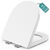 MEEJEE Sedile WC lungo a forma di D, 460 x 365 mm, coperchio WC con