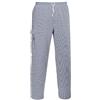 Portwest C078 Pantaloni Chester da Chef vestibilità Standard 3 Tasche Ampie | Quadri blu, S, Unisex, Tasca Porta Penne e Cellulare, Vita Regolabile con Cordino, 100% Cotone, Resistente All'usura, Cucina