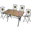 LBSIGN Set Da Pranzo Tavolo Maioliche Rettangolare 120x80 Con 4 Sedie Pieghevoli Kos