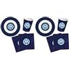 Decoraparty Set Compleanno Neroazzurro per 8 persone, Kit Addobbi Decorazioni Stoviglie da Tavola Tema Calcio Pallone Calcistico Festa Nero Azzurro Party Bambini - 8 Piatti, 8 bicchieri, 20 tovaglioli