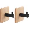 Gedy | Juncos Bamboom Appendiabiti Singolo e Quadrato, Colore Nero, Dimensioni 5 x 5 x 3,8 cm e Peso 0,035 kg (Confezione da 2)