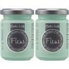 FLEUR DESIGNER'S PAINT | Pittura ad Acqua, Effetto Gesso Naturale, Extra Opaca, Fleur Chalky F79, Colore Malmo Green, Made in Italy, Formato da 130 ml (Confezione da 2)