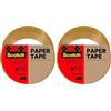 Scotch Nastro in Carta Per Spedizioni Postali, Avana, 50 mm x 50 m, 1 Rotolo/Confezione - Sigillatura di Pacchi Leggeri e Buste (Confezione da 2)