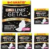 LINES SETA ULTRA EXTRA NOTTE con ali, Pacco scorta da 10 assorbenti per ciclo mestruale, extra protezione per la notte fino a 12 ore, zero odori, Ipoallergenico, cuore lines super assorbente