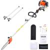 VEVOR Troncatrice a Gas per Alberi a 2 Tempi da 43 cc Troncatrice a Catena per Taglio con Barra di Taglio da 25,4 cm Tagliasiepi a Batteria con Serbatoio da 850 ml Estensibile da 2,08 m a 3,58 m