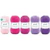 Gründl Filato Cotton Quick uni - filato sottile per uncinetto e maglia - filato lucido e delicato sulla pelle - 100% cotone - 5 gomitoli da 50 g / 125 m - ferri e uncinetto n. 3-4 - Rosa-Pink-Lilla