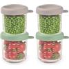 Béaba - Set di 4 Contenitori Pappa, Vasetti in Vetro per la Conservazione, Porzioni Freezer Svezzamento, Neonati e Bambini, Scala Graduata Misurazione, Termoresistente, 250 ml, Verde salvia/Gazzella