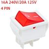 Rocker switch 16A 240V 20A 125V Rosso Su / Spento Doppio Palo 4 Pin Illuminato 1