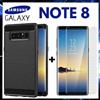 Per SAMSUNG GALAXY NOTE 8 COVER NERA CARBON ANTIURTO + PELLICOLA VETRO TEMPERATO