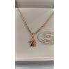 Collana 40 cm Fune Funetta Corda Doppia e Ciondolo Angelo in Oro 750 18 kt