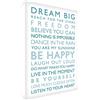 Feel Good Art-Tela con Gallery Wrapped con pannello anteriore (91 X 60 X 4 cm, misura XL, colore: bianco, motivo: Be Happy, colore: foglia di tè