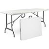 Fercasa Tavolo pieghevole portatile leggero con piedi in metallo 180x70xh74 cm bianco