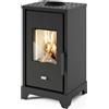 Punto Fuoco Stufa a Legna in Acciaio 6kW 100 m3 Irraggiamento Naturale Nero Lela