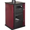 Divina Fire Stufa a Legna Acciaio con Forno Termostufa 27,6 kW 580 m3 Rosso Elsa