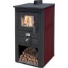 Mille Stufa a Legna in Acciaio 13 kW 302 m3 con Portalegna Nero/Bordeaux PALLADE