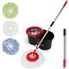 Simpli-Magic Spin Mop and Bucket with Wringer Set, 360° Spinning Mop Bucket System with 3 Microfiber Mop Replacement Heads and Stainless Steel Adjustable Handle for Floor Cleaning