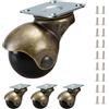 JGJC Ruote girevoli a sfera da 5,1 cm, perfette per piccoli divani, armadi, cassettiere, cestini, set di 4 ruote girevoli che non lasciano segni, viti incluse
