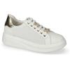 Valleverde Sneakers Valleverde 35102 pelle traforata bianca e oro platform 4 cm