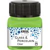 Kreul 16297 - Vetro & Porcellana Verde Mela Trasparente, in Barattolo da 20 ml, Vernice Trasparente a Base d'Acqua per Vetro e Porcellana, a Rapida Essiccazione, cristallina