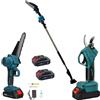 MINI KIT POTATURA MINI MOTOSEGA 6" + FORBICE CESOIA A BATTERIA CON ASTA TELESCOPICA