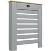 DecHome Copritermosifone in MDF a Doghe con Cassetto 78x19x95.5 cm Grigio