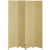 DecHome Paravento Separé Interno 4 Ante Legno Pieghevole Altezza 170cm Marrone