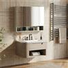 DecHome Mobile con Specchio Bagno 3 ante 1 ripiano 90x15x75 cm Bianco
