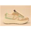 NO NAME CARTER JOGGER W ginnastica donna in tessuto panna e pelle beige/menta